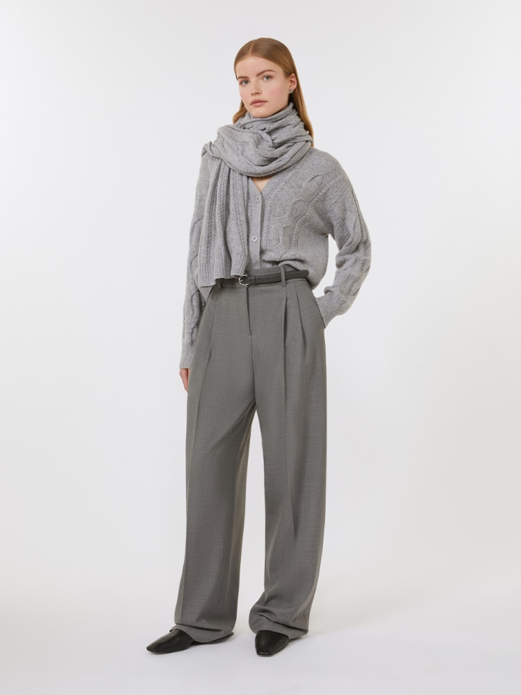 Cable-knit wool and cashmere cardigan - LIGHT GREY - Max Mara