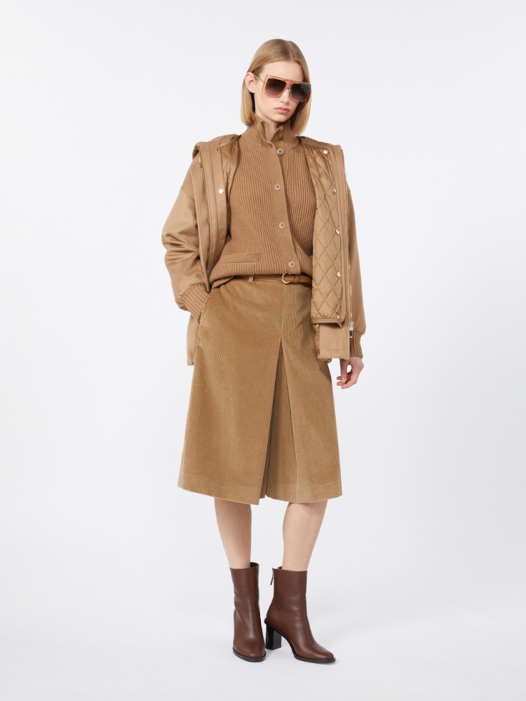 Rib-knit wool and cashmere bomber jacket - CAMEL - Max Mara
