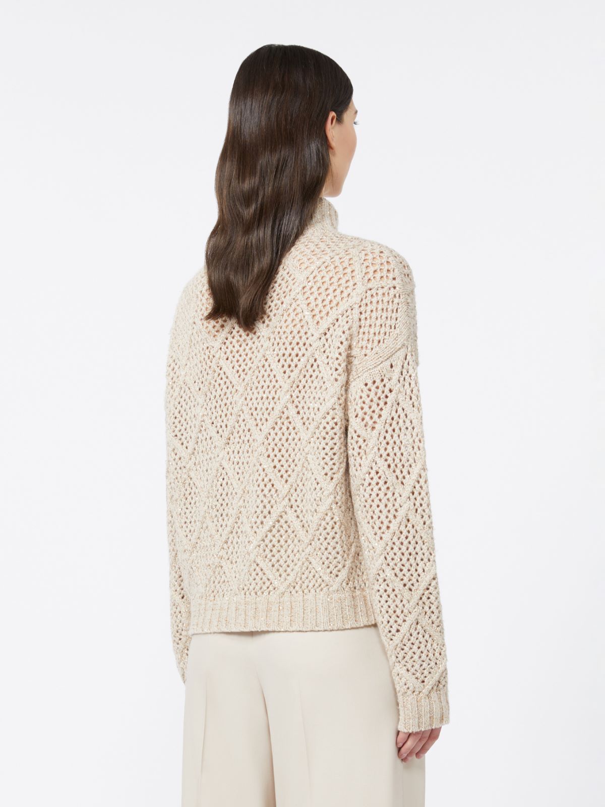 Sequinned wool and cashmere cardigan - BEIGE - Max Mara - 3