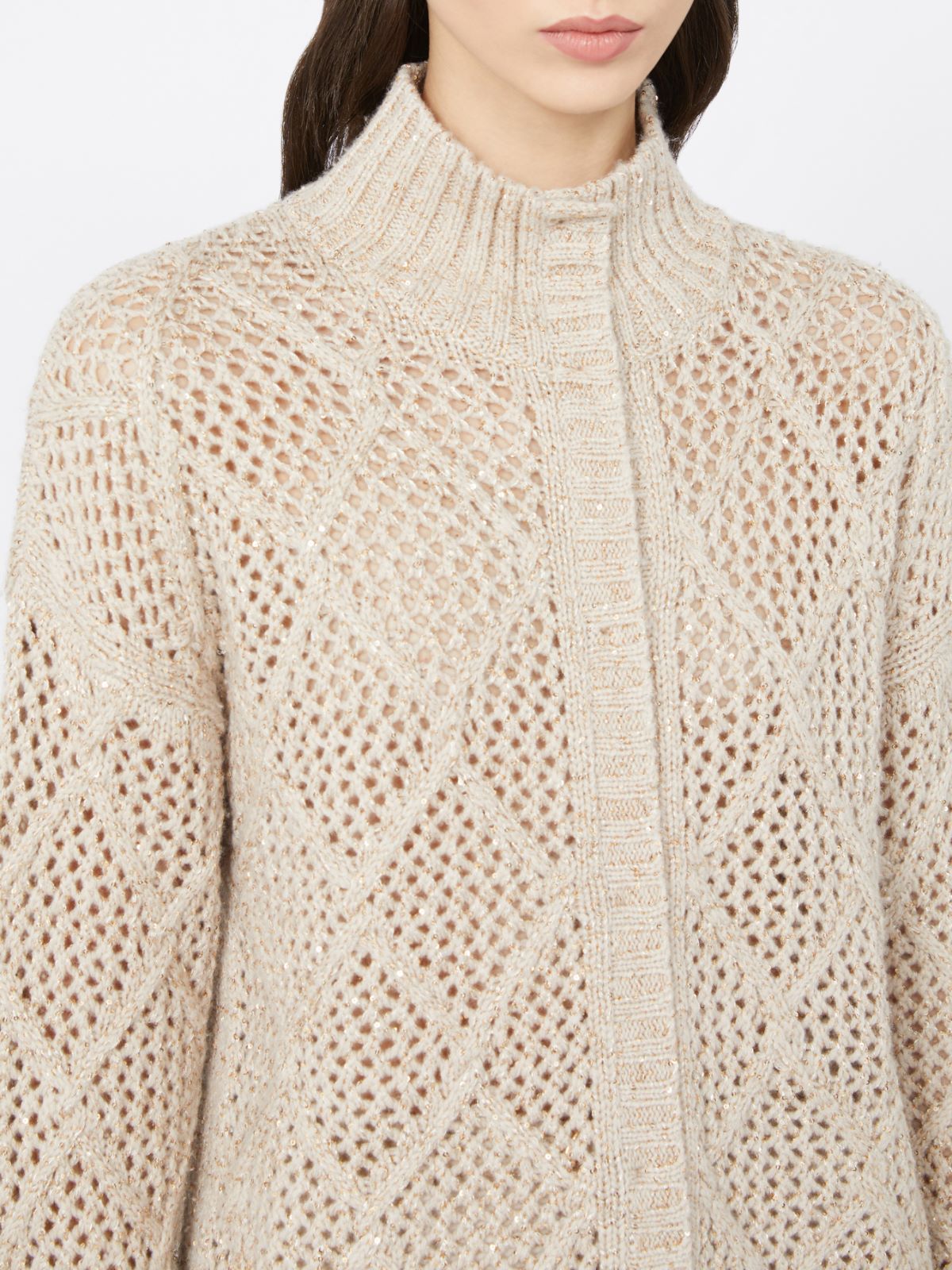Sequinned wool and cashmere cardigan - BEIGE - Max Mara - 4