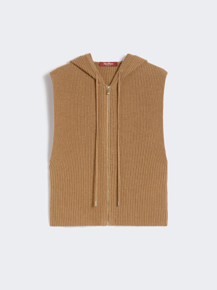 Wool and cashmere hooded gilet - CAMEL - Max Mara