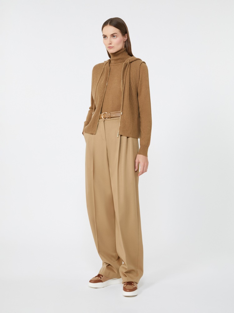 Wool and cashmere hooded gilet - CAMEL - Max Mara