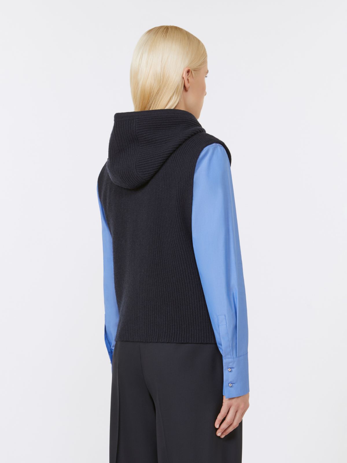 Wool and cashmere hooded gilet - NAVY - Max Mara - 3
