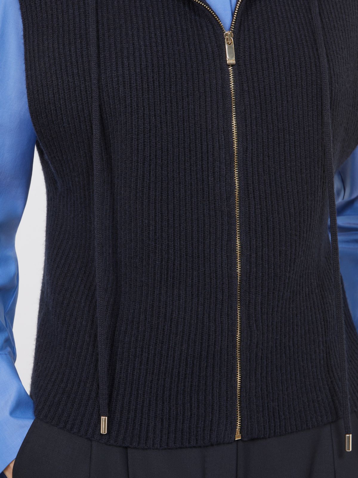 Wool and cashmere hooded gilet - NAVY - Max Mara - 5
