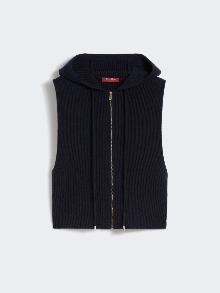 Wool and cashmere hooded gilet - NAVY - Max Mara
