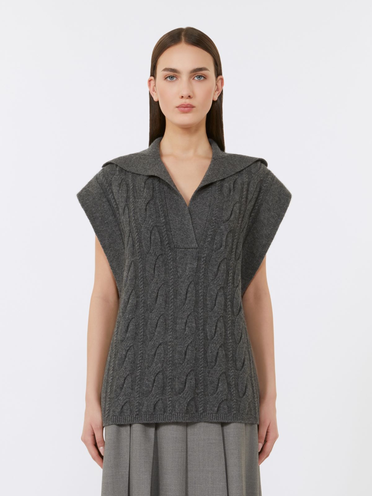Gilet en laine et cachemire - GRIS ANTHRACITE - Max Mara - 2