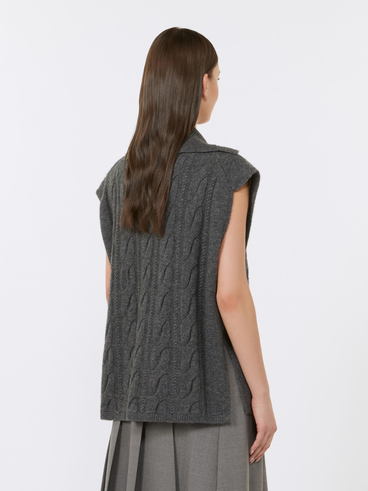 Gilet en laine et cachemire - GRIS ANTHRACITE - Max Mara - 3
