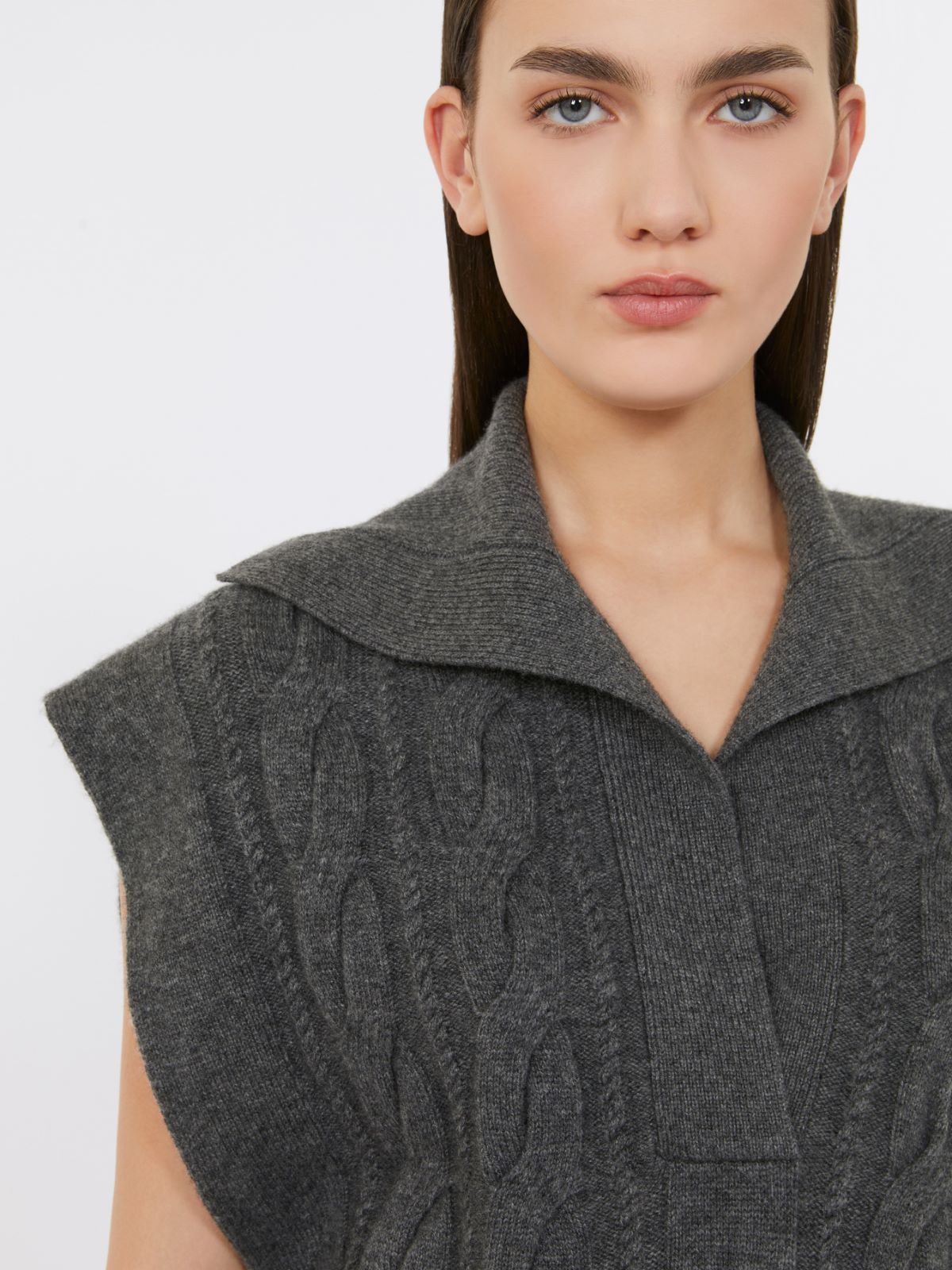 Gilet en laine et cachemire - GRIS ANTHRACITE - Max Mara - 4