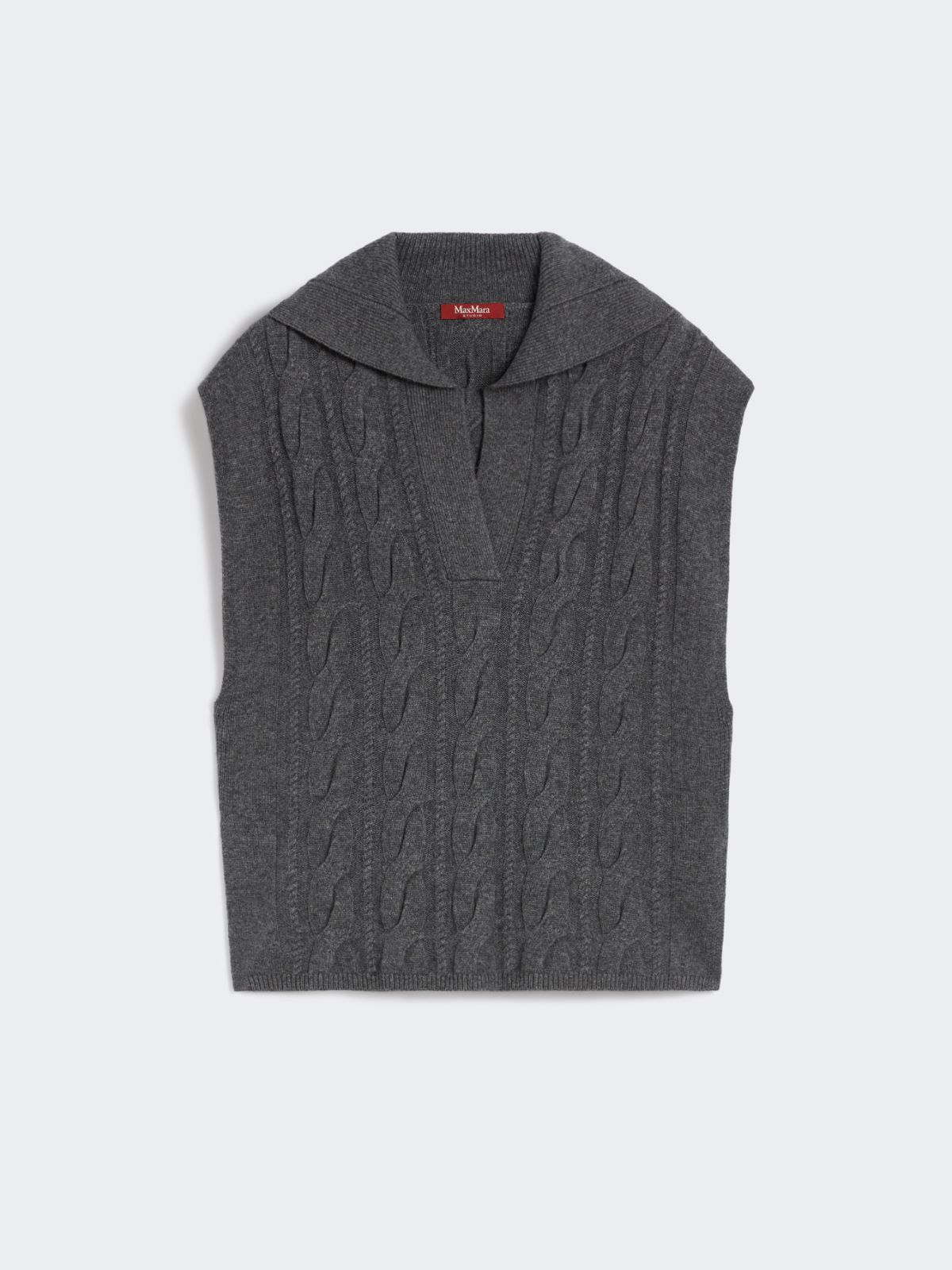 Cable-knit wool and cashmere gilet - DARK GREY - Max Mara - 9