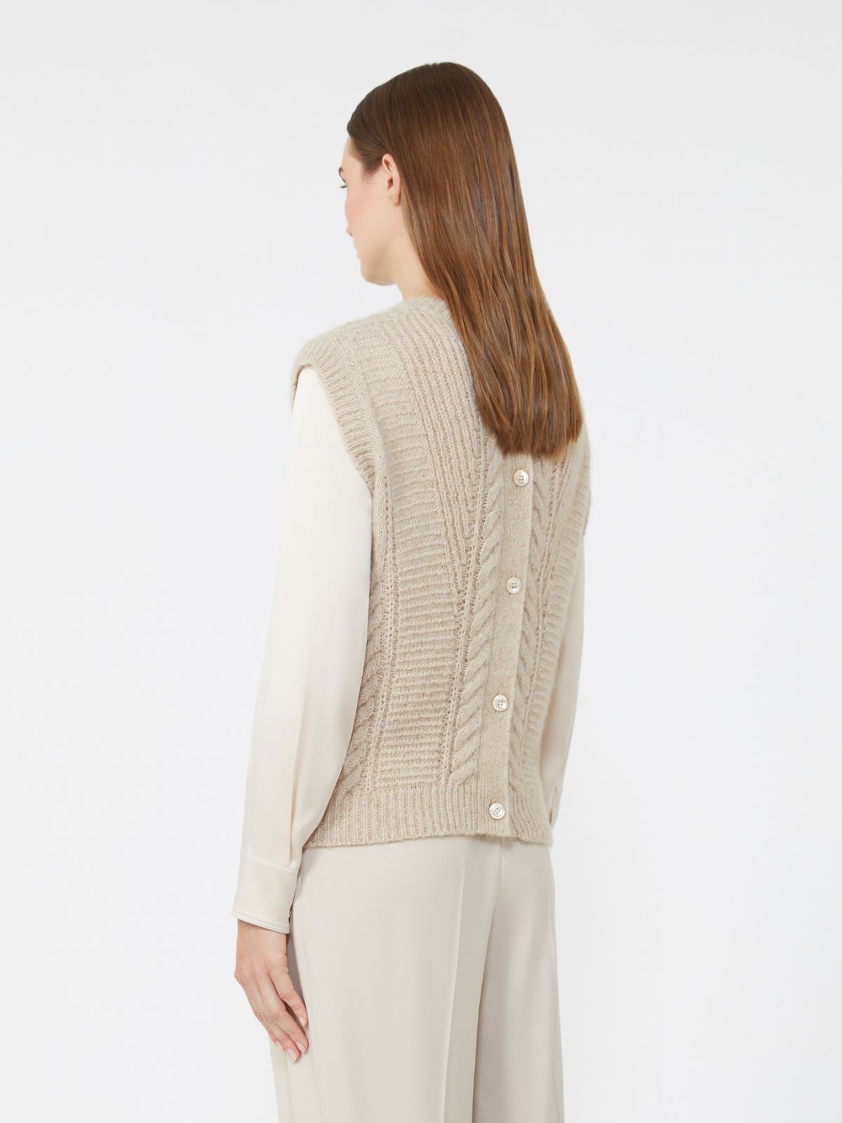 Alpaca and lurex gilet - BEIGE - Max Mara - 3