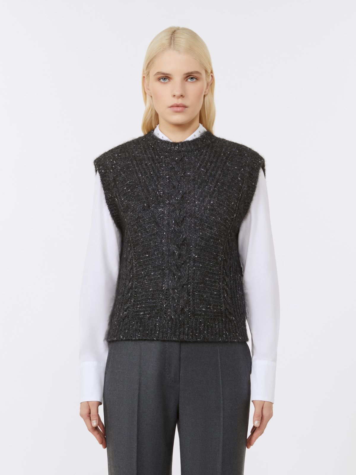 Veste sans manches en alpaga et lurex - GRIS ANTHRACITE - Max Mara - 2