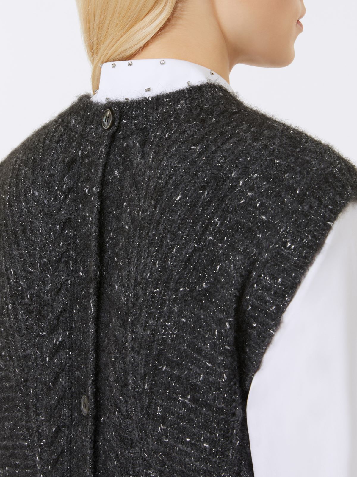 Veste sans manches en alpaga et lurex - GRIS ANTHRACITE - Max Mara - 5