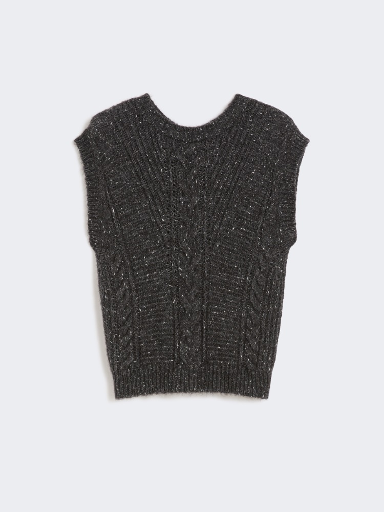 Alpaca and lurex gilet - DARK GREY - Max Mara