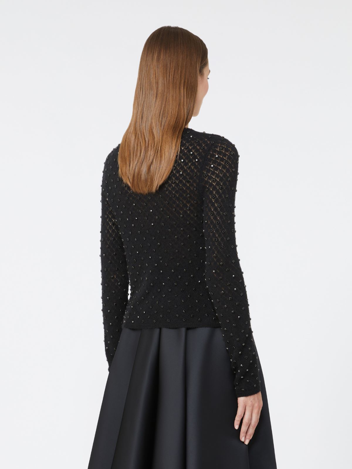 Embroidered wool and mohair yarn sweater - BLACK - Max Mara - 3