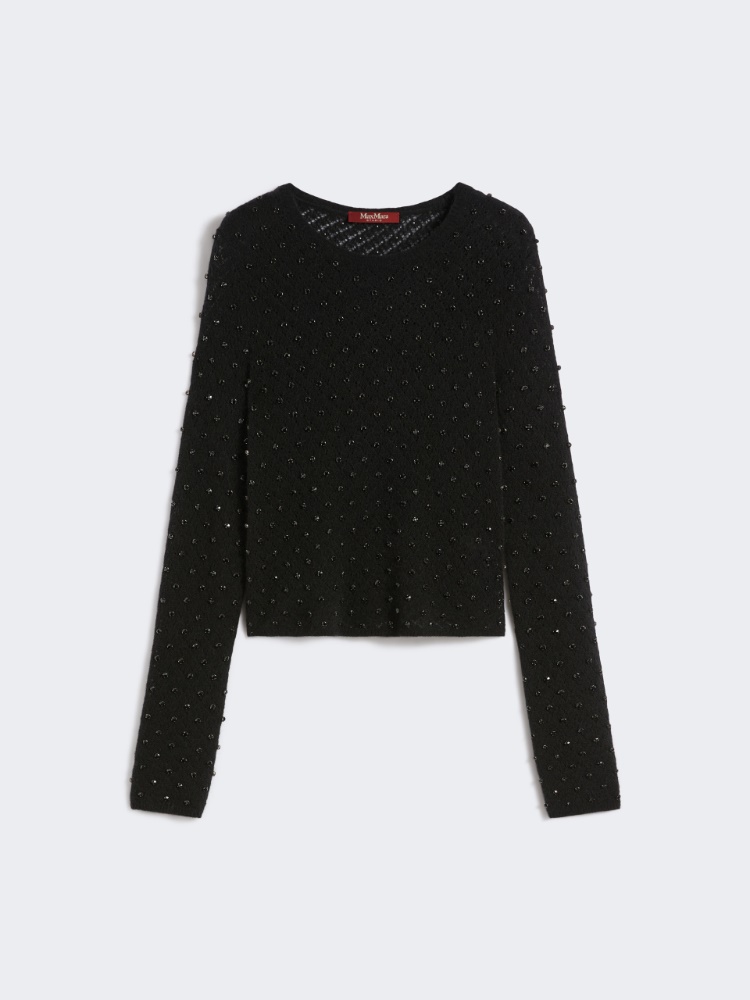 Embroidered wool and mohair yarn sweater - BLACK - Max Mara
