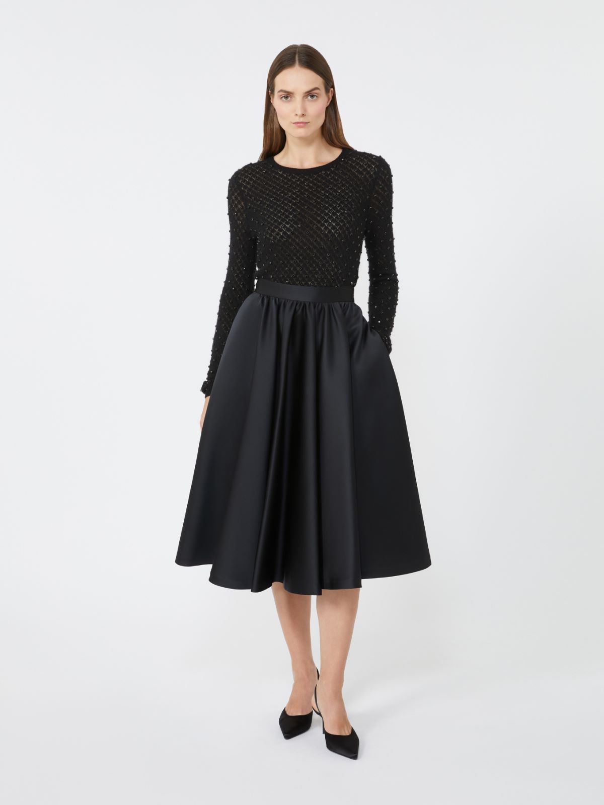 Embroidered wool and mohair yarn sweater - BLACK - Max Mara