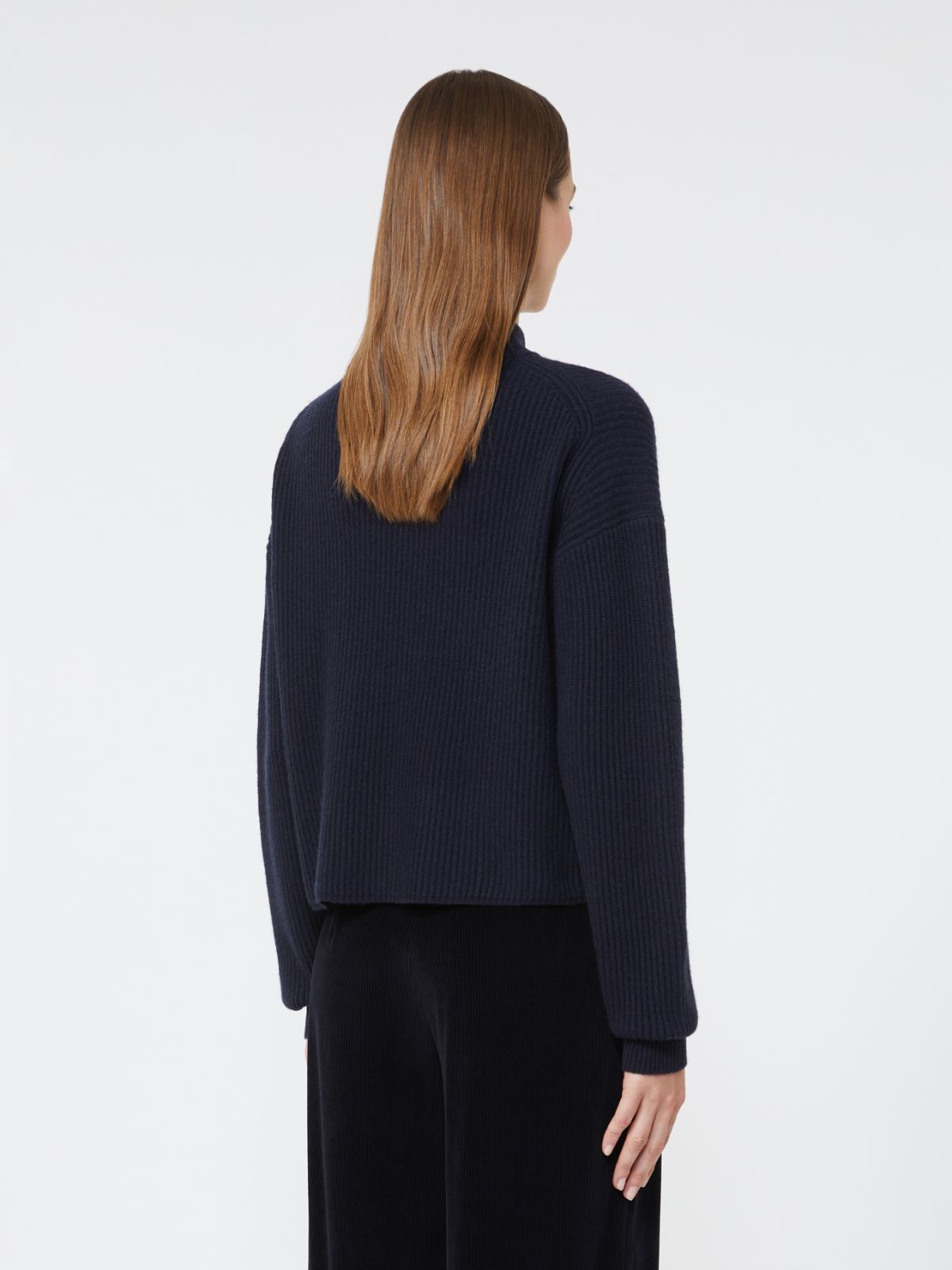 Rib-knit wool and cashmere sweater - NAVY - Max Mara - 3