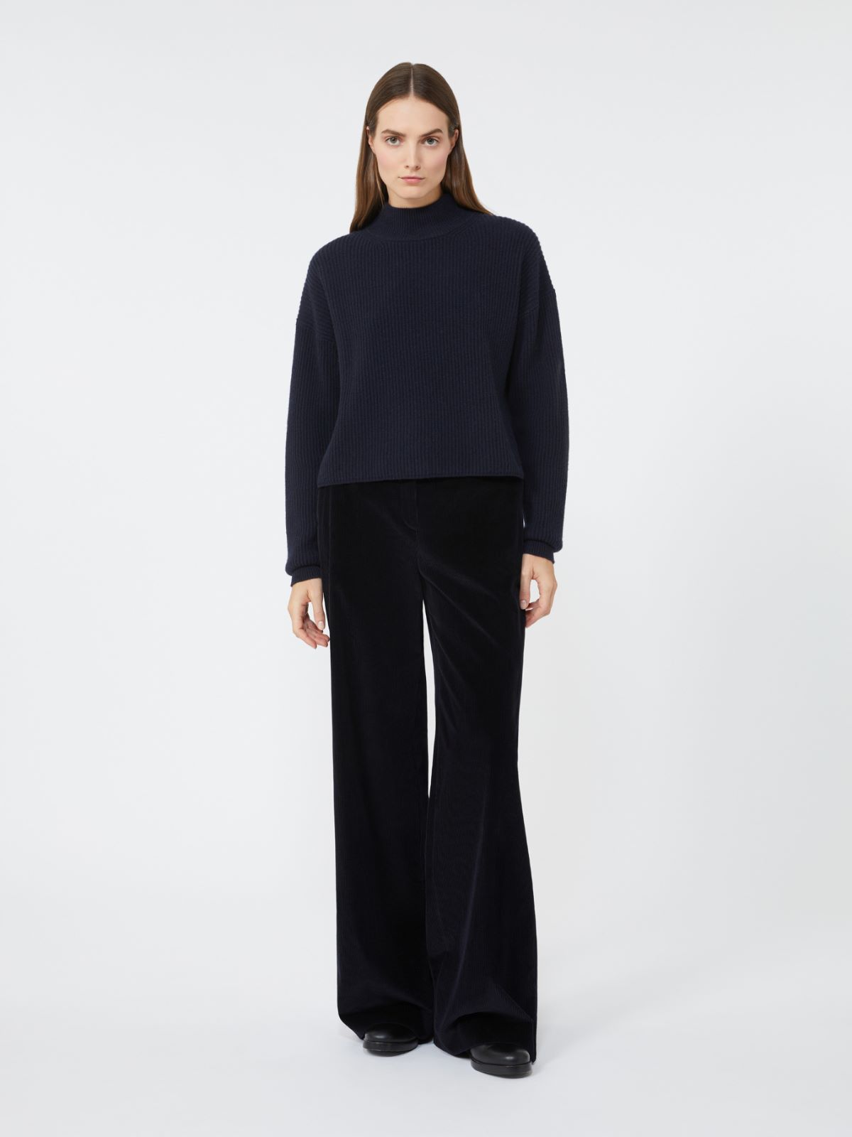 Rib-knit wool and cashmere sweater - NAVY - Max Mara