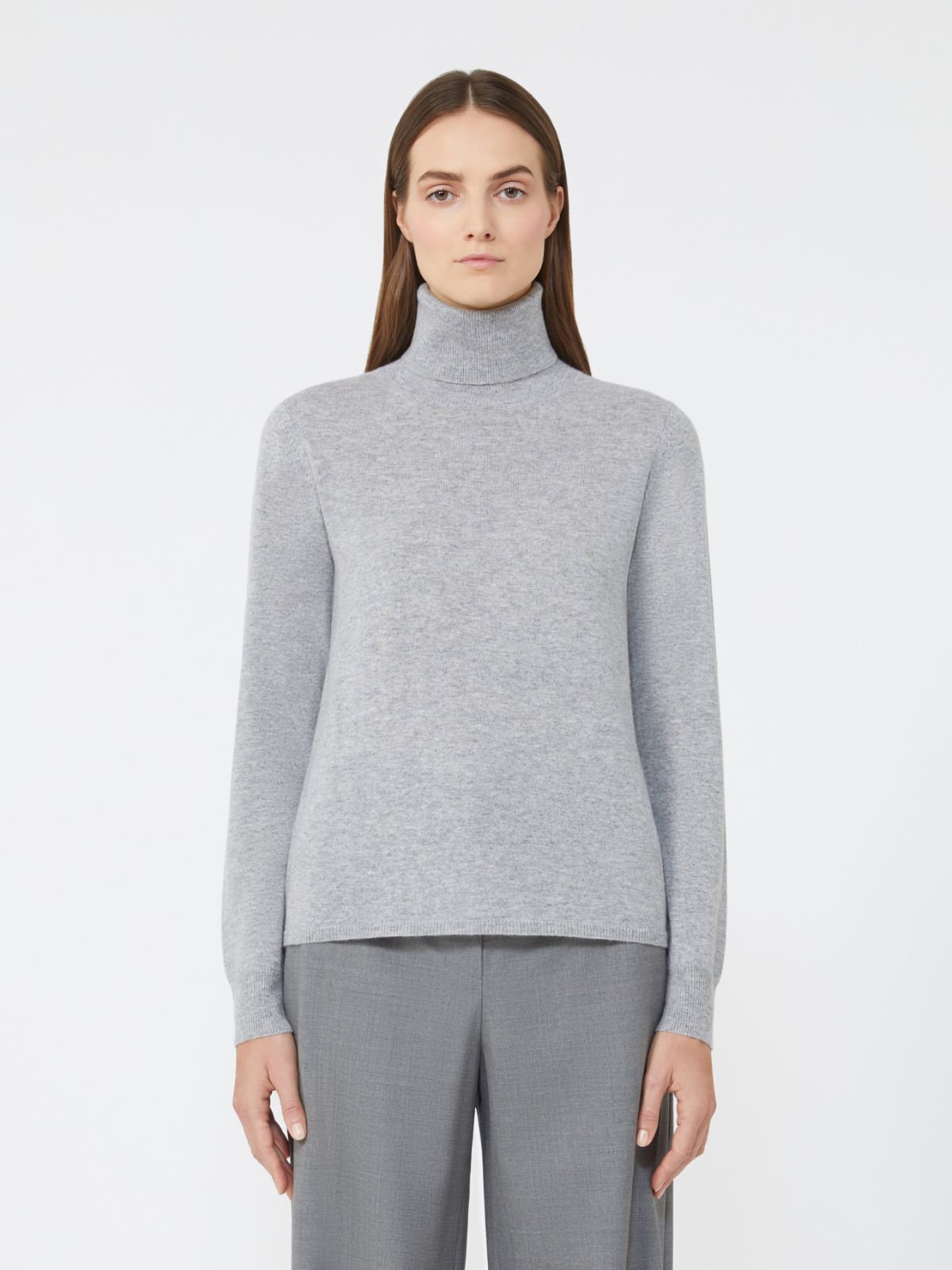 Wool and cashmere turtleneck sweater - LIGHT GREY - Max Mara - 2