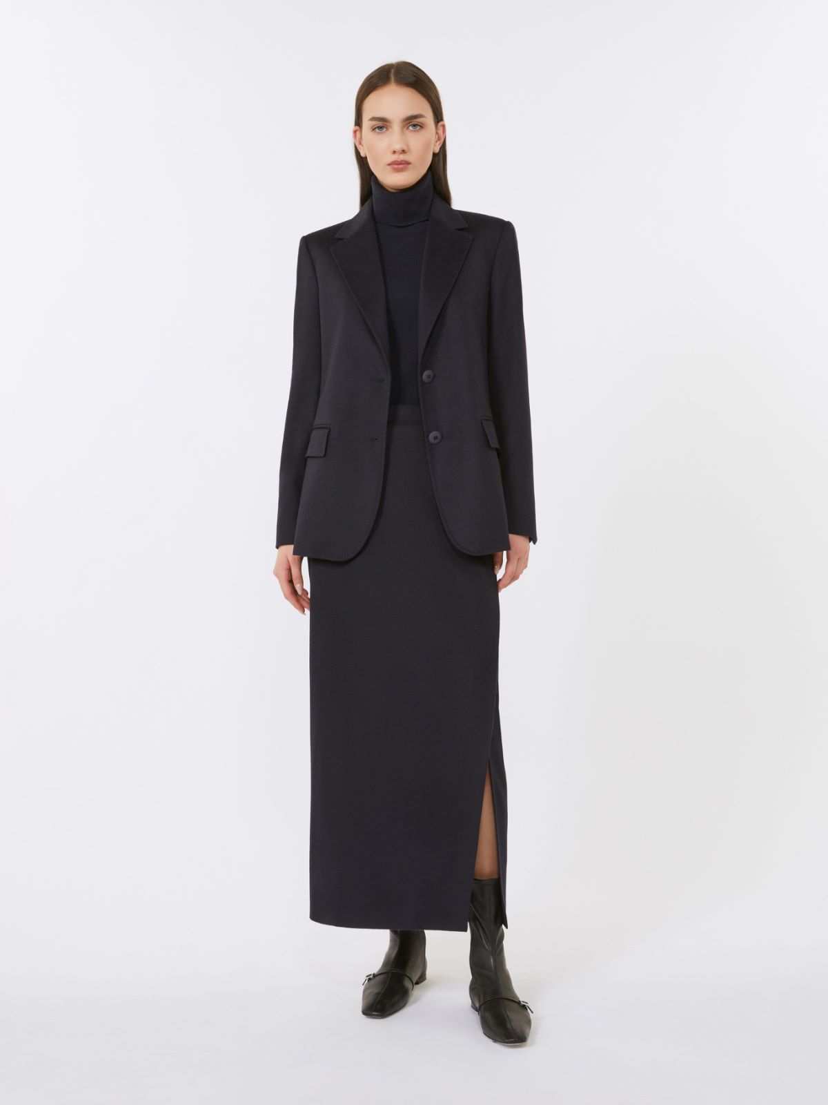 Wool and cashmere high-neck sweater - NAVY - Max Mara
