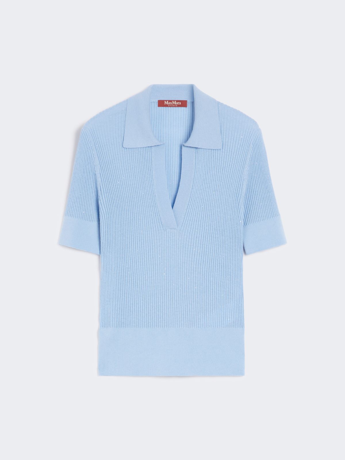 Sequinned wool and silk polo sweater - LIGHT BLUE - Max Mara - 9