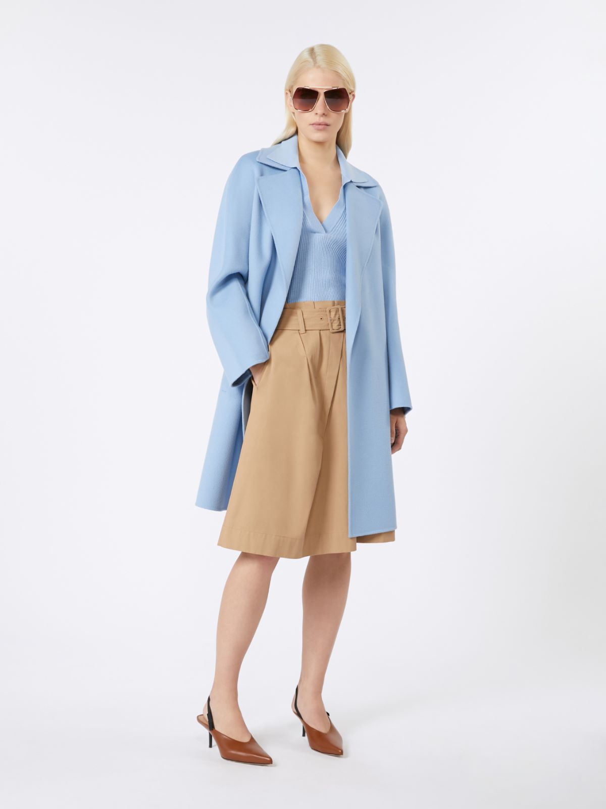 Sequinned wool and silk polo sweater - LIGHT BLUE - Max Mara