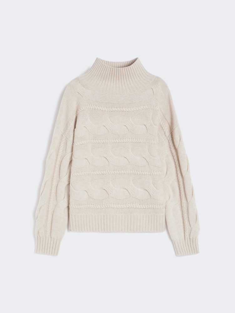 Sweter z wełny i kaszmiru ze splotem warkoczowym - BEŻOWY - Max Mara