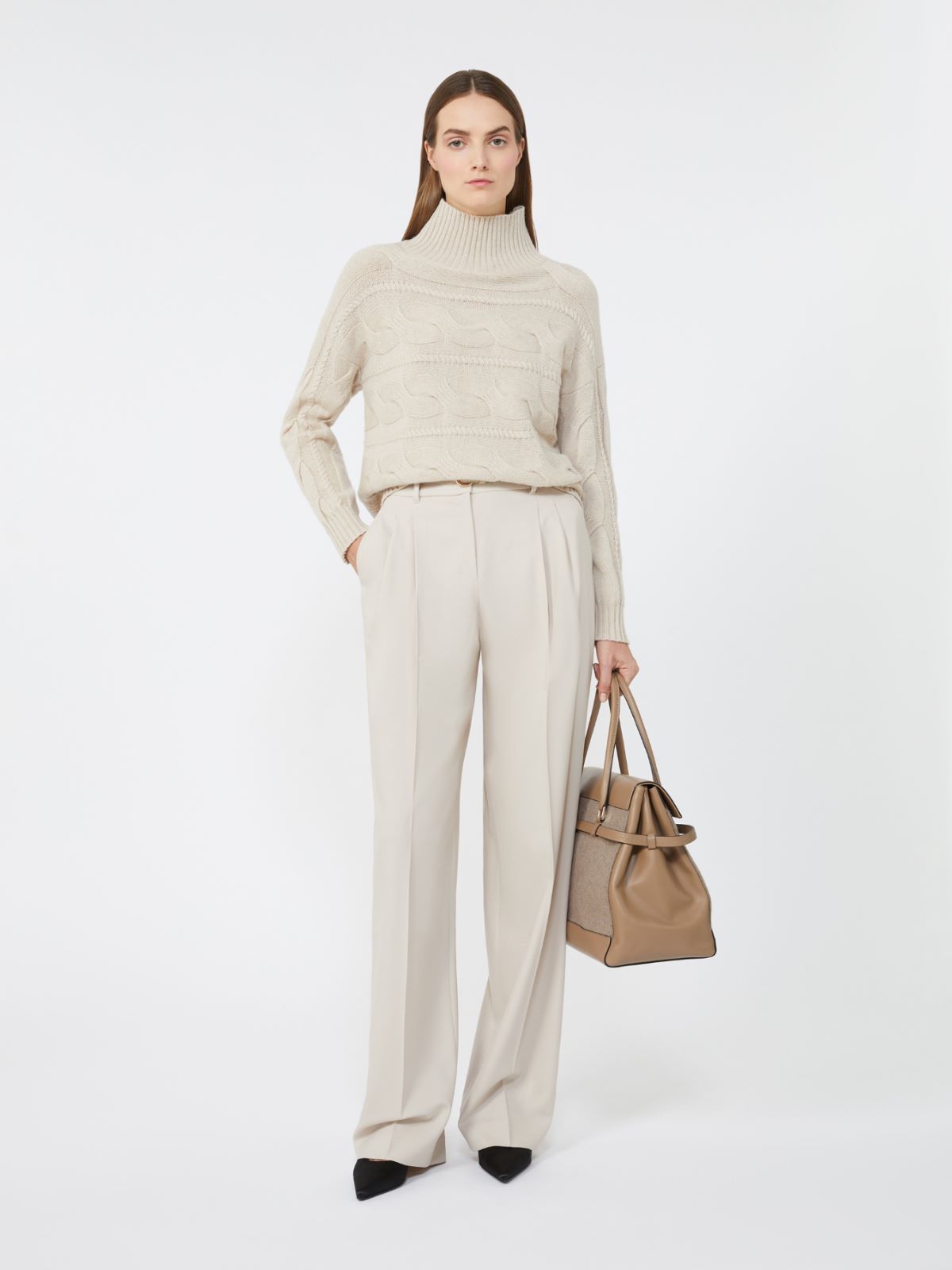 Wool and cashmere cable-knit sweater - BEIGE - Max Mara