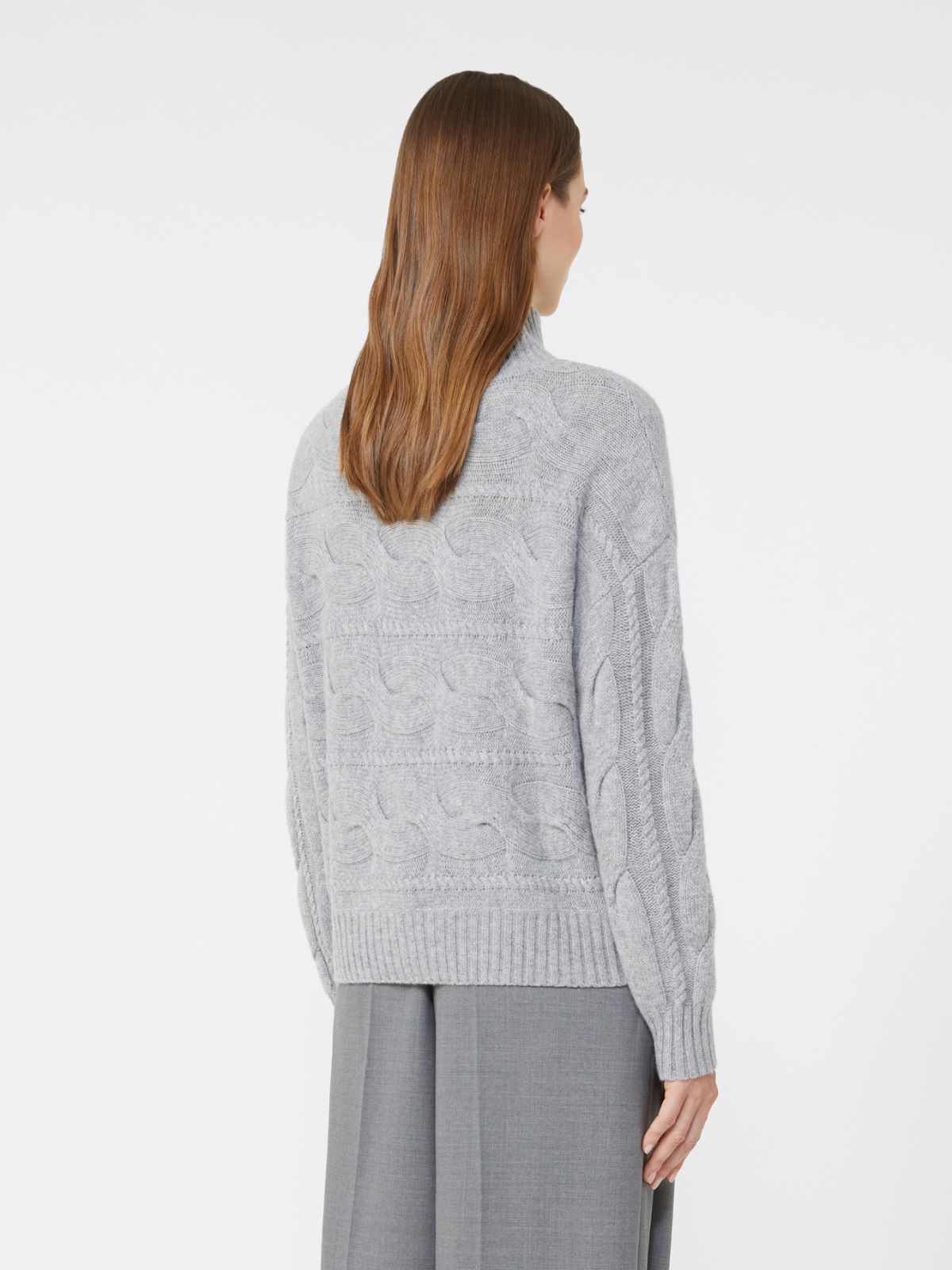Wool and cashmere cable-knit sweater - LIGHT GREY - Max Mara - 3