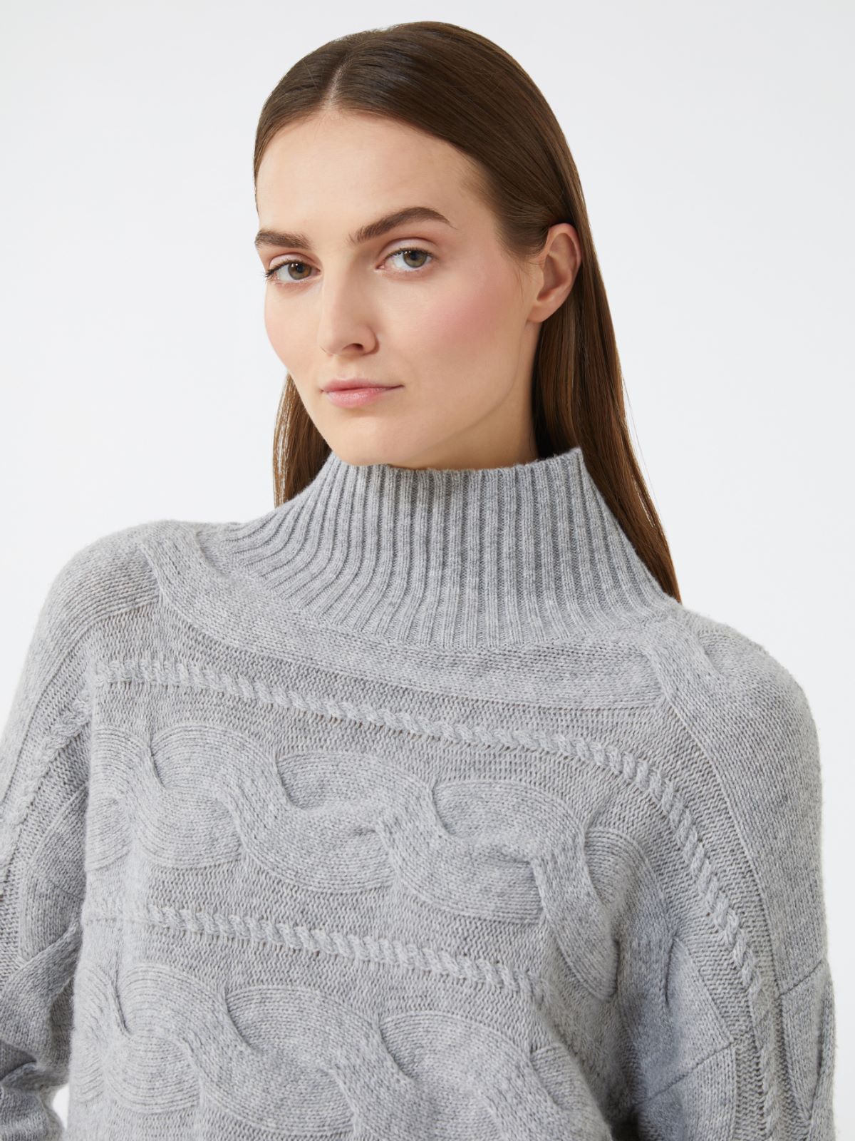 Wool and cashmere cable-knit sweater - LIGHT GREY - Max Mara - 4
