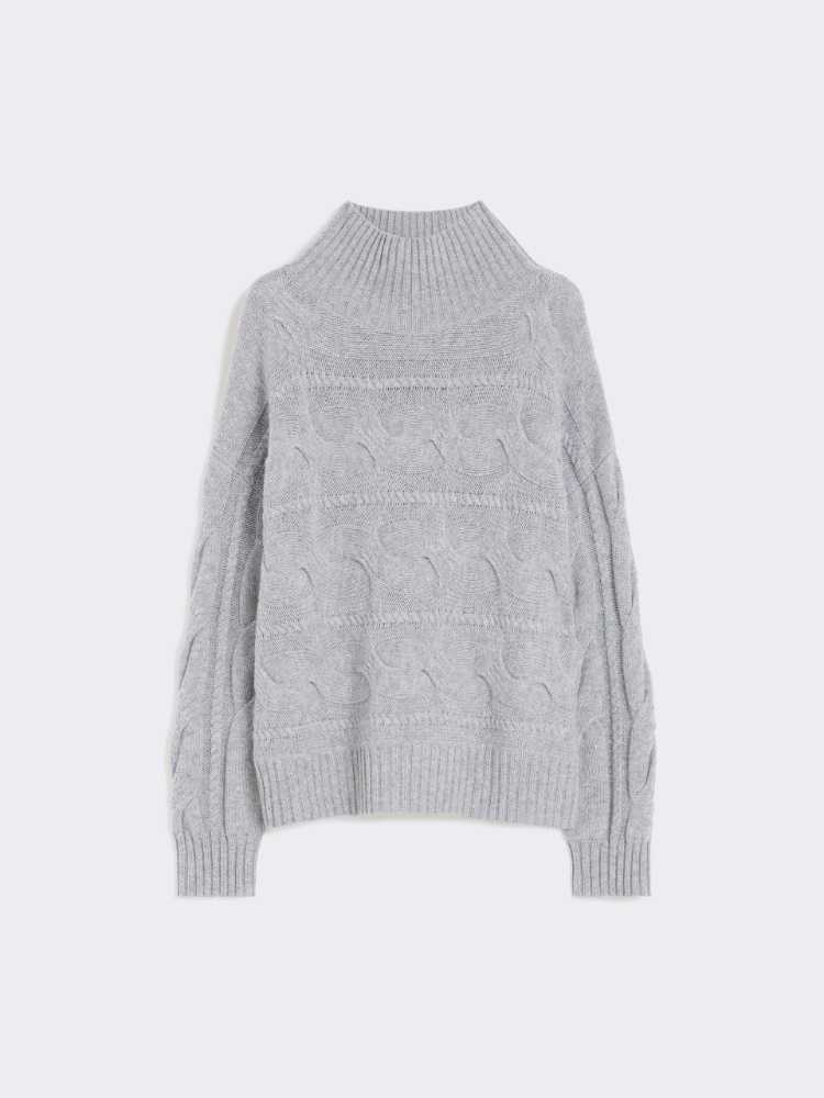 Wool and cashmere cable-knit sweater - LIGHT GREY - Max Mara