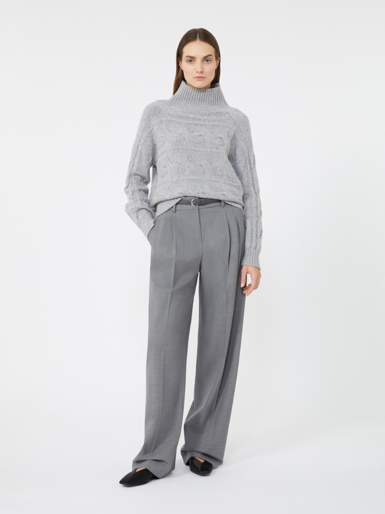 Wool and cashmere cable-knit sweater - LIGHT GREY - Max Mara