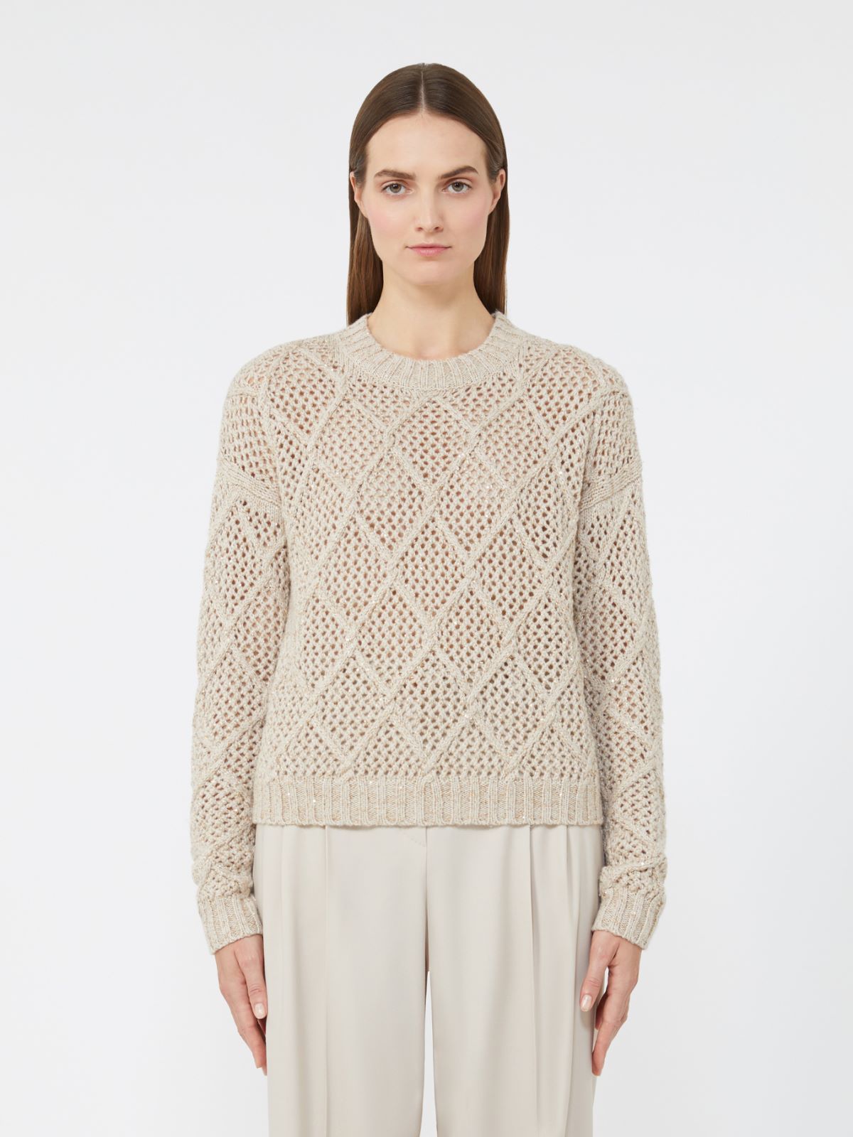 Boxy sweater in wool and cashmere with sequins - BEIGE - Max Mara - 2