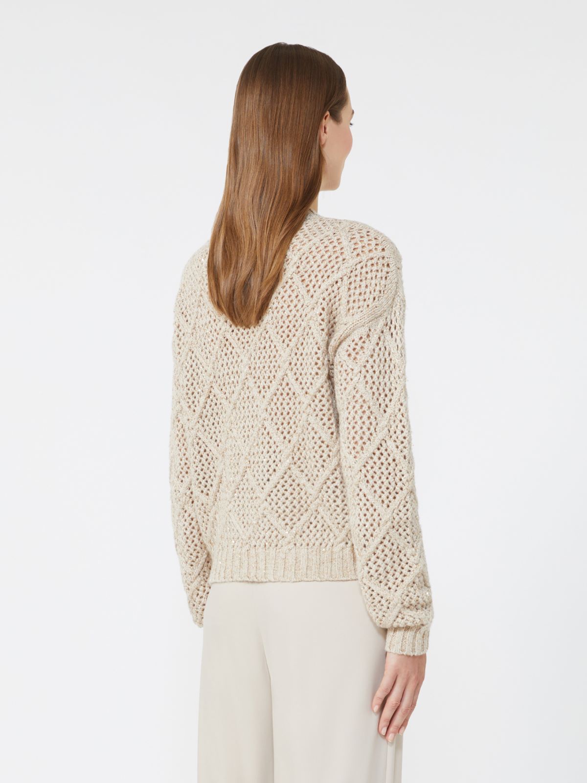 Boxy sweater in wool and cashmere with sequins - BEIGE - Max Mara - 3