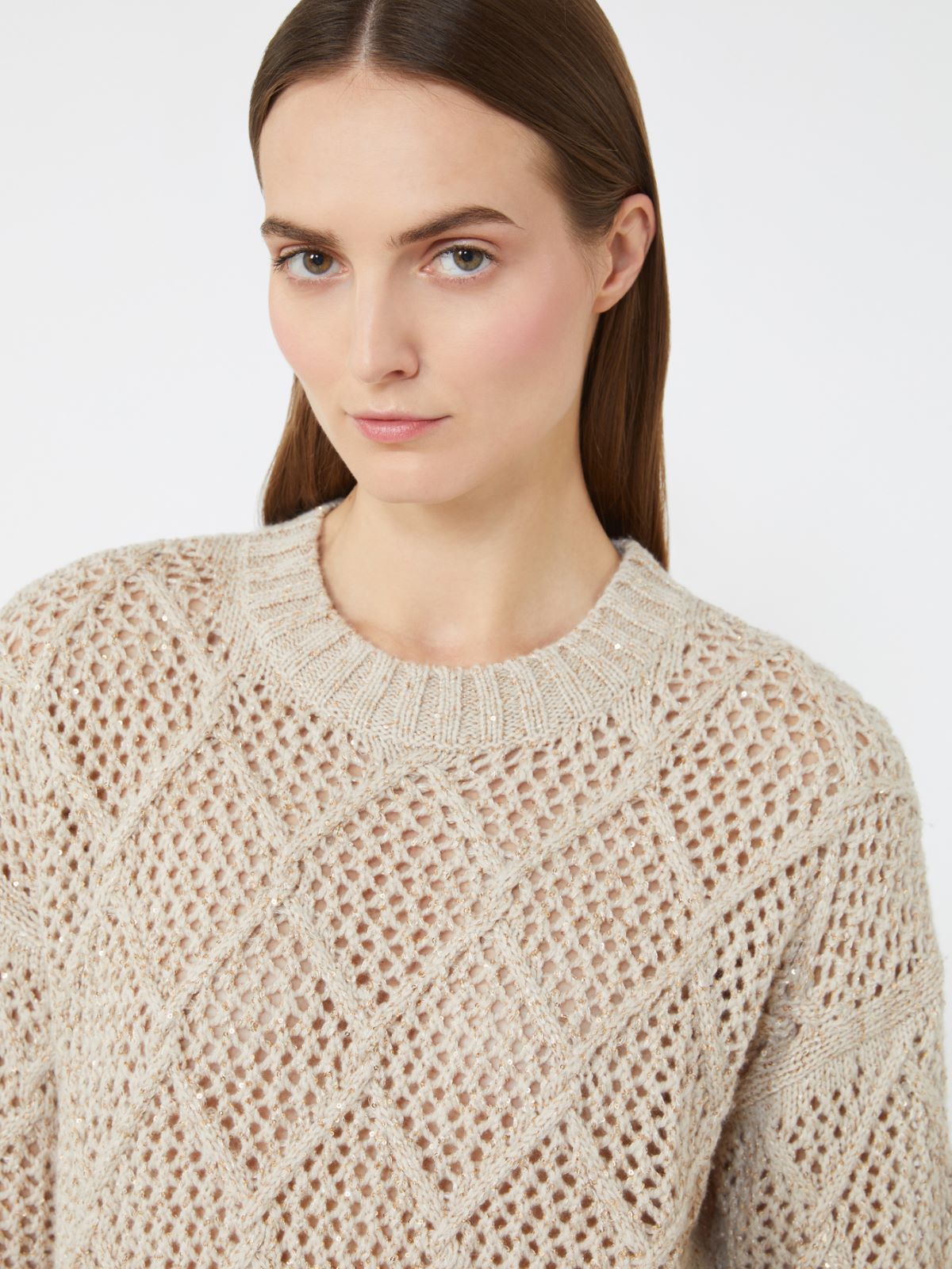 Boxy sweater in wool and cashmere with sequins - BEIGE - Max Mara - 4
