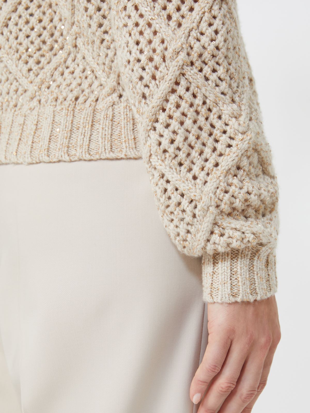 Boxy sweater in wool and cashmere with sequins - BEIGE - Max Mara - 5