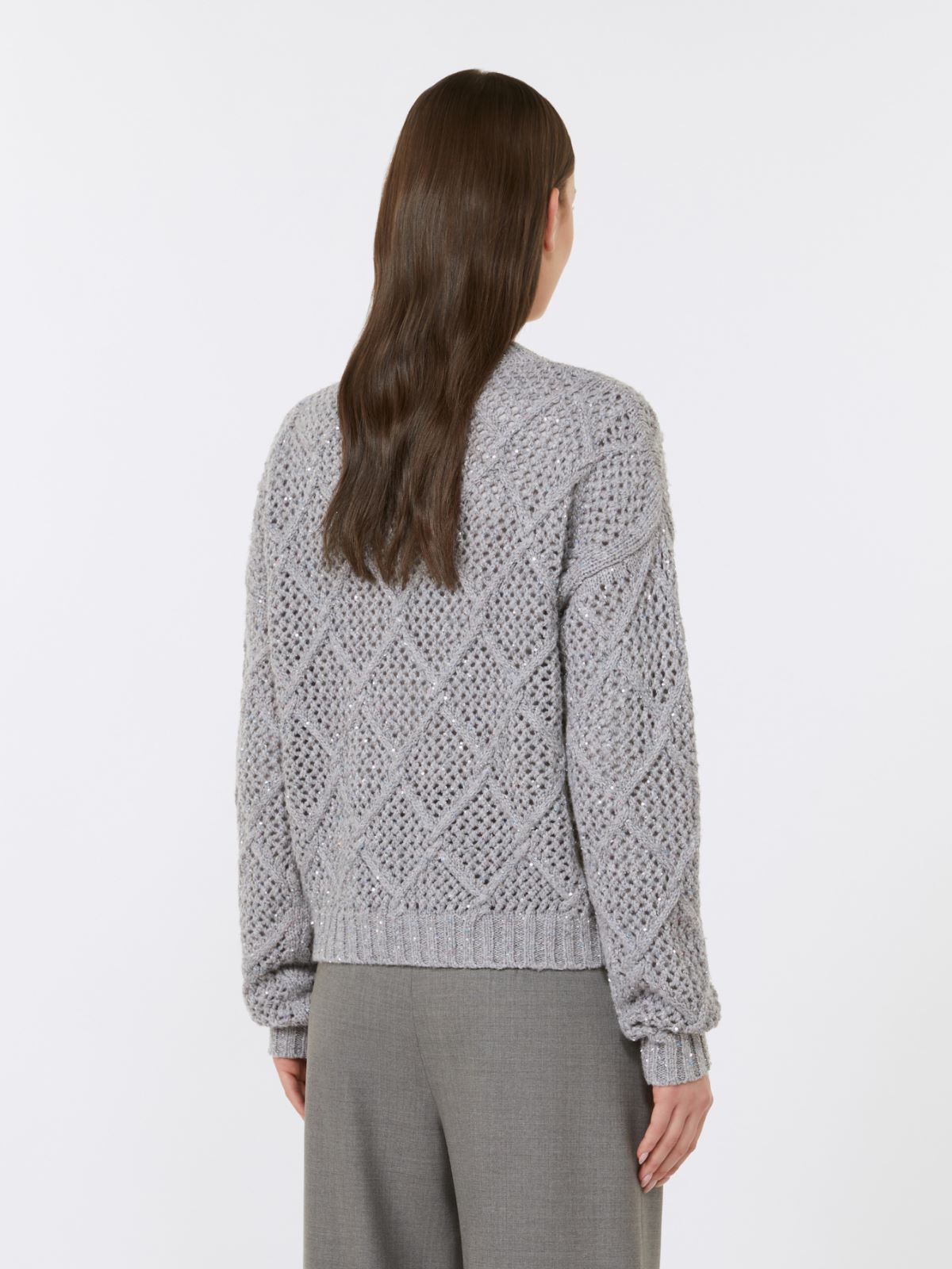 Boxy sweater in wool and cashmere with sequins - LIGHT GREY - Max Mara - 3