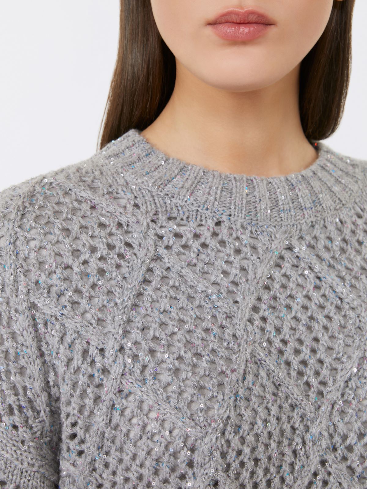 Boxy sweater in wool and cashmere with sequins - LIGHT GREY - Max Mara - 4