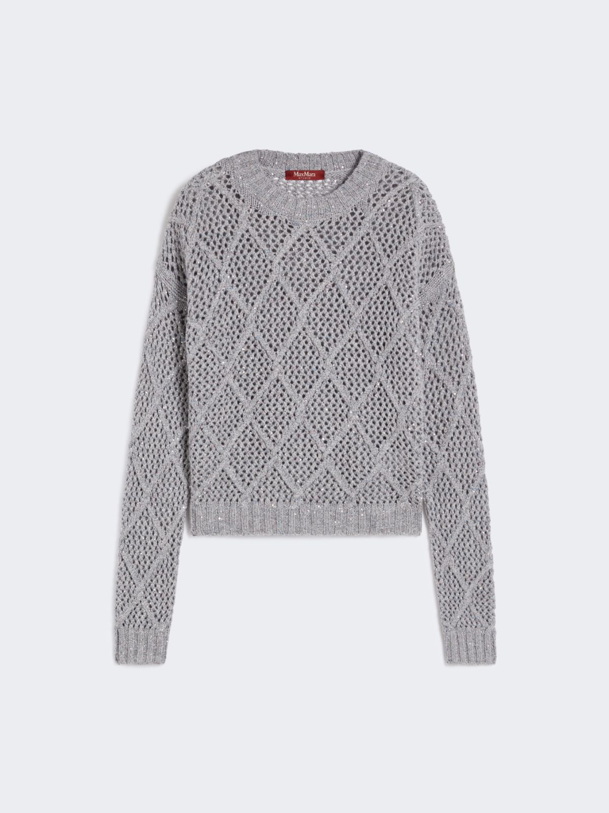 Boxy sweater in wool and cashmere with sequins - LIGHT GREY - Max Mara - 9
