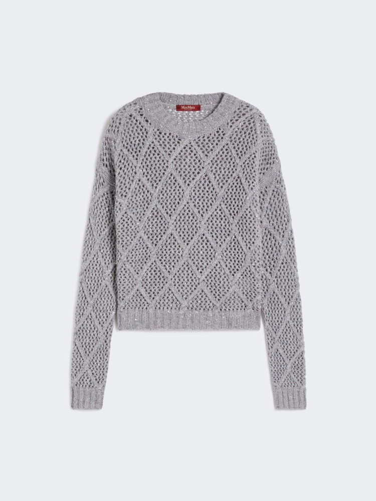 Boxy sweater in wool and cashmere with sequins - LIGHT GREY - Max Mara