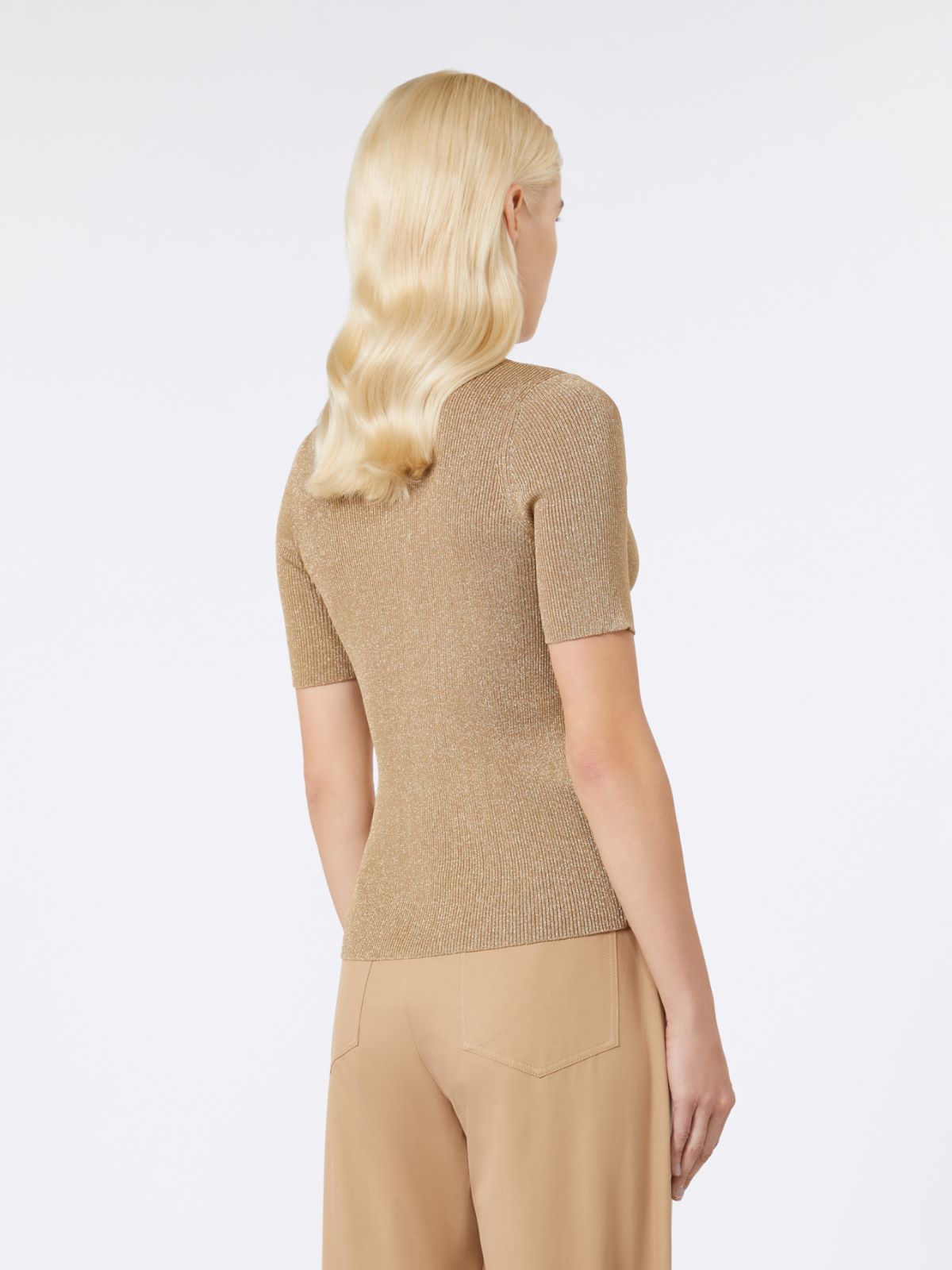 Slim-fit lurex sweater - GOLD - Max Mara - 3