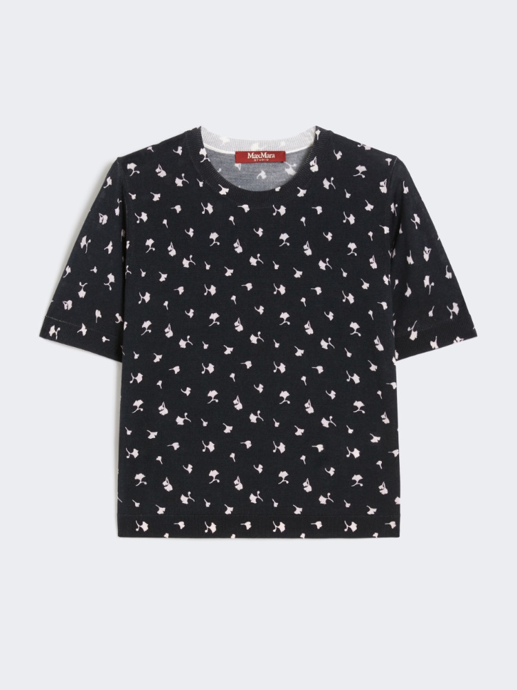 [リビコ] ウール アンド シルク プリント ニット - BLACK - Max Mara