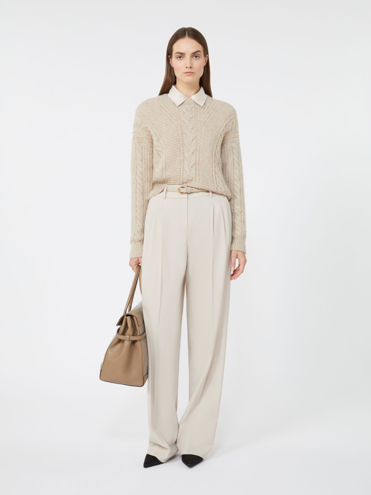 Boxy sweater in alpaca blend - BEIGE - Max Mara