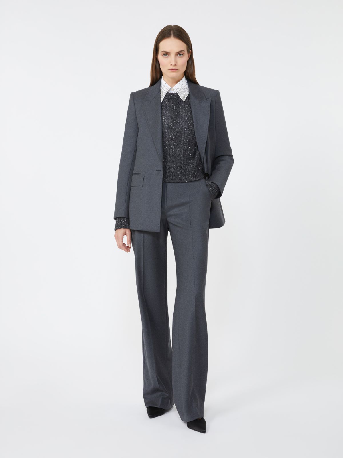 Boxy sweater in alpaca blend - DARK GREY - Max Mara