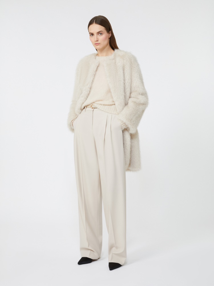 Crewneck sweater in mohair blend yarn - BEIGE - Max Mara