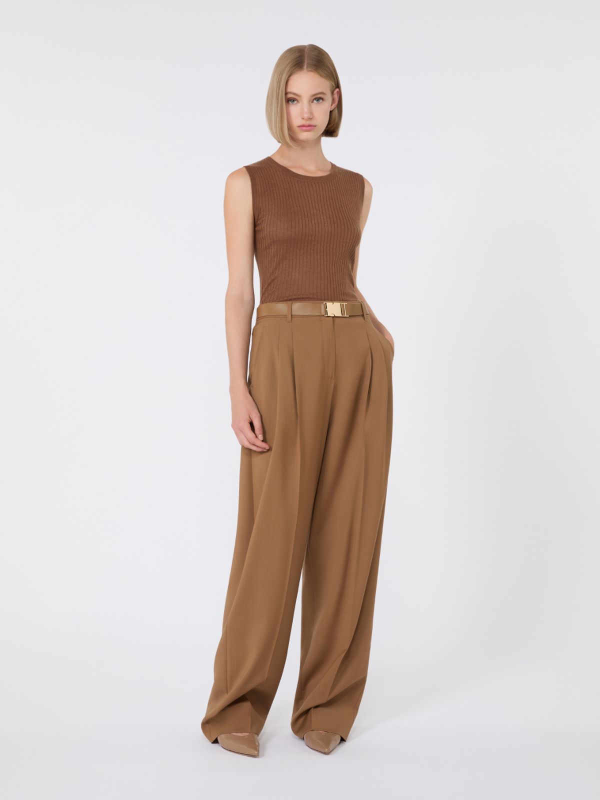 Silk and wool yarn top - BEIGE - Max Mara