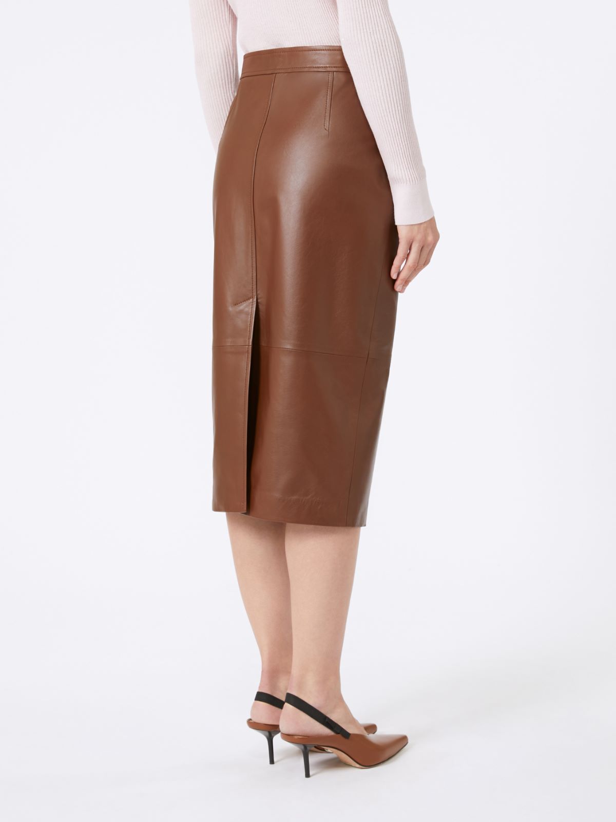 Falda de tubo de napa - MARRON - Max Mara - 3