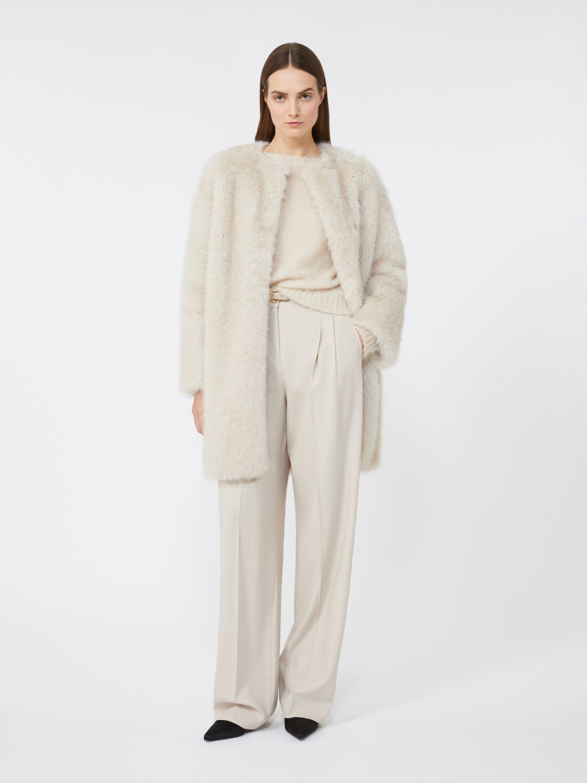 Faux fur effect fabric coat - BEIGE - Max Mara