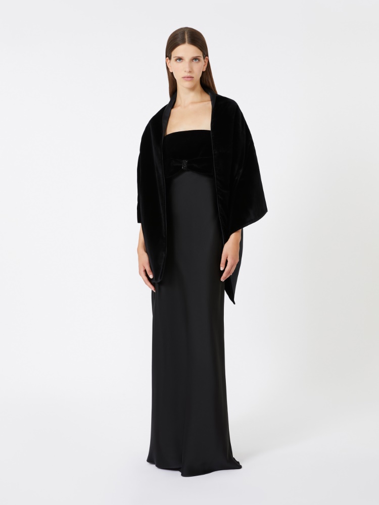 Reversible velvet and duchesse stole - BLACK - Max Mara