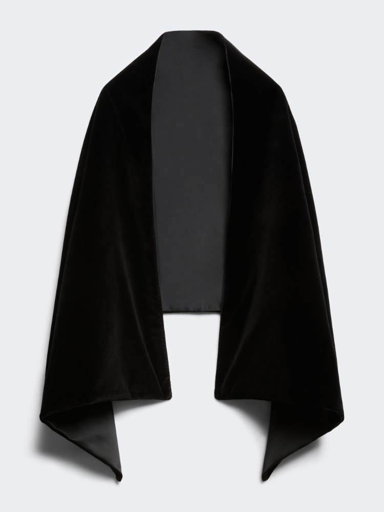 Reversible velvet and duchesse stole - BLACK - Max Mara